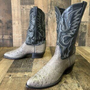 Tony Lama Vintage Gray Ostrich Western Cowboy Boots Mens 11 D